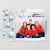 White Christmas Ornaments personalize with Photo Feestdagenkaart (Voorkant / Achterkant)