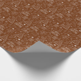 White Christmas Outlines op Donkerbruin Cadeaupapier