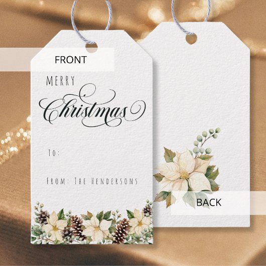 White Christmas Poinsettia naar Van Cadeaulabel