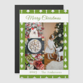 White Christmas Tree Photo Collage Magnetic Card (Voorkant / Achterkant)
