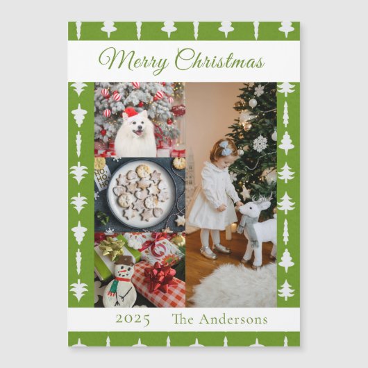 White Christmas Tree Photo Collage Magnetic Card (Voorkant)