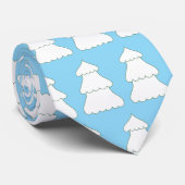 White Christmas Trees Outlined in Green, Blue Ties Stropdas (Opgerold)