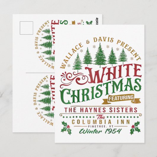 White Christmas Wallace en Davis Haynes zus Briefkaart (Voorkant / Achterkant)