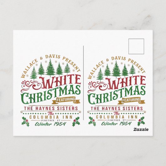 White Christmas Wallace en Davis Haynes zus Briefkaart (Achterkant)