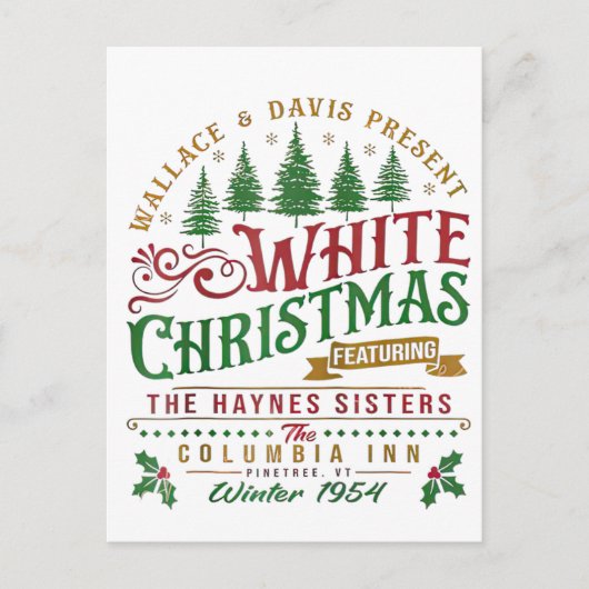 White Christmas Wallace en Davis Haynes zus Briefkaart (Voorkant)