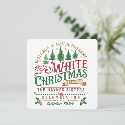 White Christmas Wallace en Davis Haynes zus Kaart (Staand voorkant)