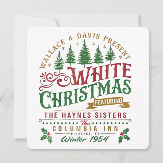 White Christmas Wallace en Davis Haynes zus Kaart (Voorkant)