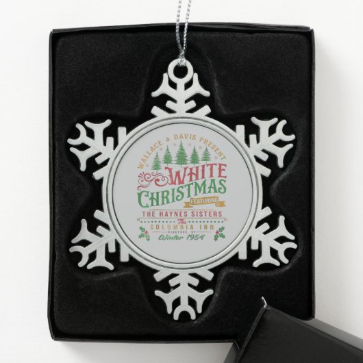 White Christmas Wallace en Davis Haynes zus Tin Sneeuwvlok Ornament (Kistje)
