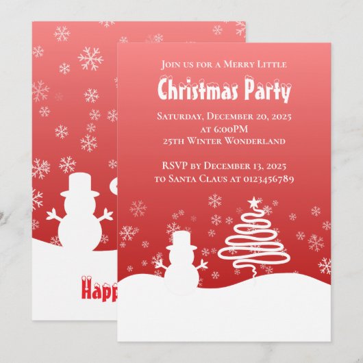 White Christmas Winter Wonderland Snowman Tree Kaart (Voorkant / Achterkant)