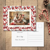 White Christmas Woodland Animals Folk Art Photo Feestdagenkaart