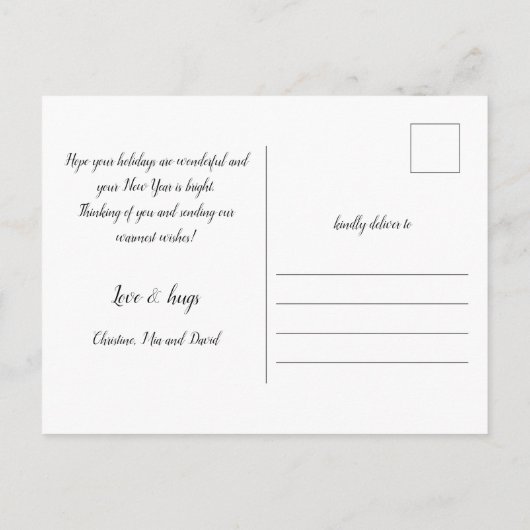 White Christmas Woodland Animals Folk Art Photo Feestdagenkaart (Achterkant)