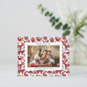 White Christmas Woodland Animals Folk Art Photo Feestdagenkaart (Staand voorkant)