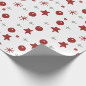White Christmas Wrapping Paper with Red and Silver Cadeaupapier (Hoek)