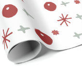 White Christmas Wrapping Paper with Red and Silver Cadeaupapier (Rol Hoek)