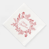 White Christmas Wreath Napkin – Holiday Table Deco Servet (Hoek)