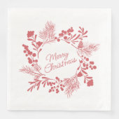 White Christmas Wreath Napkin – Holiday Table Deco Servet (Voorkant)
