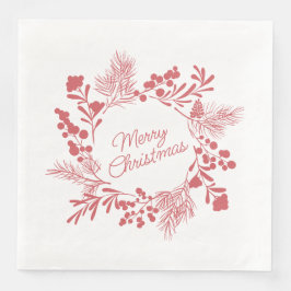 White Christmas Wreath Napkin – Holiday Table Deco Servet