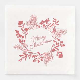 White Christmas Wreath Napkin – Holiday Table Deco Servet