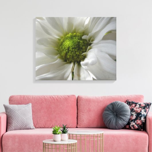 White Chrysanthemum Canvas Print (Insitu (Woonkamer))