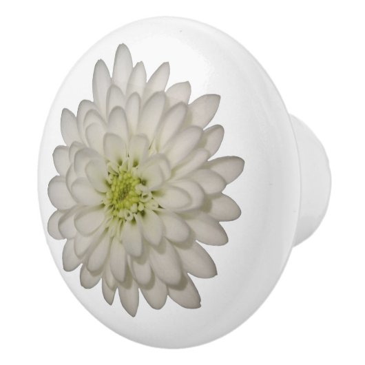 White Chrysanthemum Ceramic Knob Keramische Knop (Rechts)