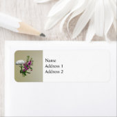 White Chrysanthemum en Paarse Snapdragons Etiket (Insitu)