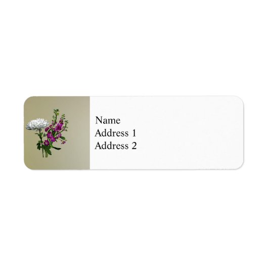 White Chrysanthemum en Paarse Snapdragons Etiket (Voorkant)