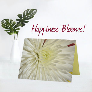 White Chrysanthemum Floral Note Card Bedankkaart