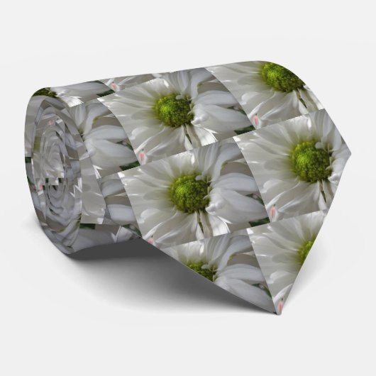 White Chrysanthemum Floral Stropdas (Opgerold)