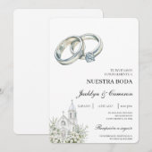 White church with ring Spanish Wedding Kaart (Voorkant / Achterkant)