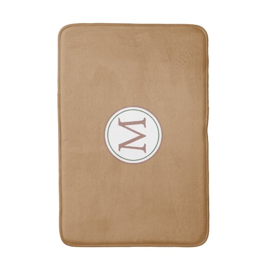 White Circle Banner Monogram op bruin Badmat (Voorkant Verticaal)