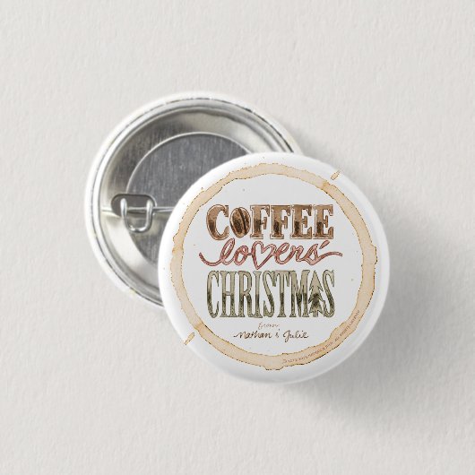 White Circle Coffee Lovers' kerstButton Ronde Button 3,2 Cm (Voorkant /achterkant)