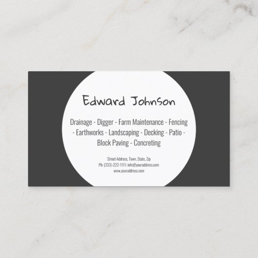 White Circle Grondwerken Architecten Grijs Landsch Visitekaartje (Achterkant)