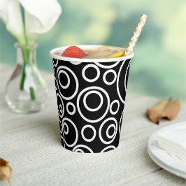White Circles Design on Black Papieren Bekers