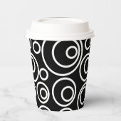 White Circles Design on Black Papieren Bekers (Links)