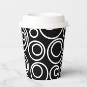 White Circles Design on Black Papieren Bekers (Achterkant)
