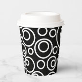 White Circles Design on Black Papieren Bekers (Voorkant)