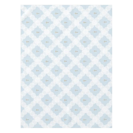 White Circles Gold cross Christelijk Baptisme Tafelkleed (Voorkant)