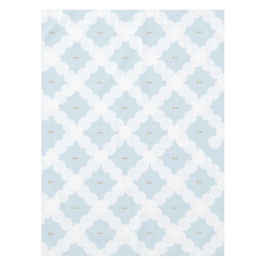 White Circles Gold cross Christelijk Baptisme Tafelkleed (Voorkant)