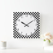 White cirkel Black Checkerboard patroon Vierkante Klok (Huis)