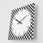 White cirkel Black Checkerboard patroon Vierkante Klok (Hoek)