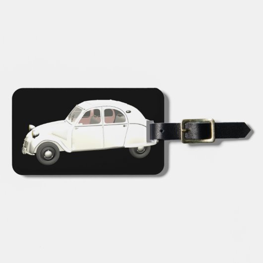 White Citroen 2CV - Addressfield leeg Bagagelabel (Voorkant horizontaal)