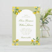 White Citrus Green Lemon Wedding Invitation Kaart (Staand voorkant)