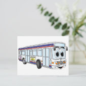 White City Bus Cartoon Briefkaart (Staand voorkant)