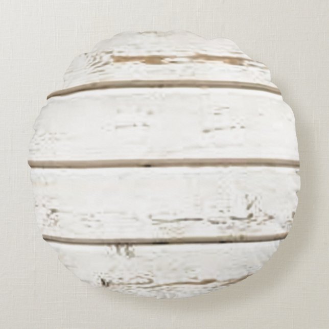 White Clapboard Rond Kussen (Voorkant)