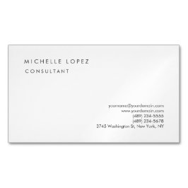 White classic elegant Plain Professional Magnetisch Visitekaartje