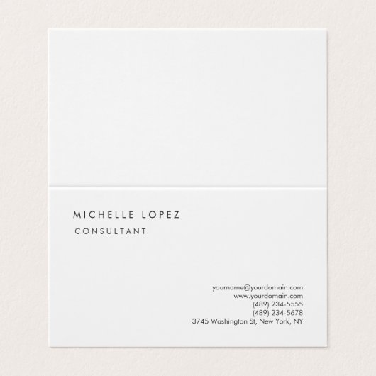 White classic elegant Plain Professional Visitekaartje (Buitenkant ongevouwen)