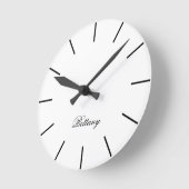 White Classic & Elegant Script Naam Ronde Klok (Hoek)