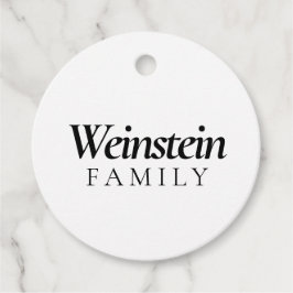 White Classic Family Name Purim Bedankjes Labels