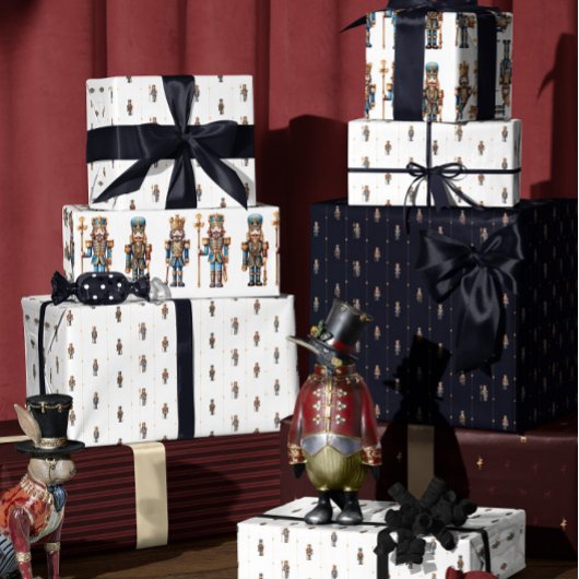 White classic nutcracker wrapping paper cadeaupapier