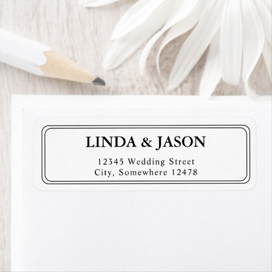 White Classic Script Wedding Retouradres Etiket (Insitu)
